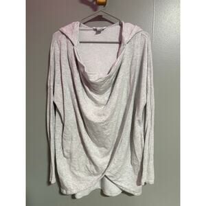 Athleta Light Grey Hooded Wrap Top – Size S
